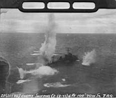 P029445 - Japanese destroyer Ariake under attack off Cape Gloucester, 28 July, 1943, 90th B.S., 3rd B.G., 5th A.A.F..jpg